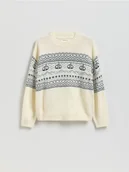 Bluzy dla chłopców - Reserved - Sweter ze wzorem - złamana biel - miniaturka - grafika 1