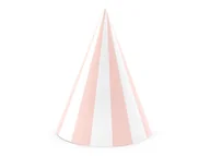Urodziny dziecka - PartyDeco Czapeczki papierowe "Paski", różowy jasny, 16 cm, 6 szt CPP18-081J - miniaturka - grafika 1
