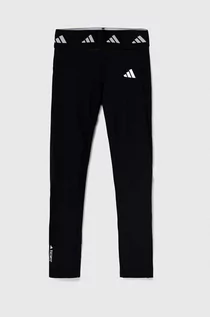 Spodnie i spodenki dla dziewczynek - adidas legginsy dziecięce kolor czarny z nadrukiem - grafika 1