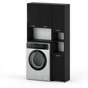 Szafki łazienkowe - Zestaw Łazienkowy Słupek Szafka Nad Pralke Czarna - miniaturka - grafika 1