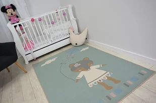 DYWAN dla dzieci LOKO Myszka zieleń antypoślizgowy zielony 160x220 cm - Dywany dla dzieci - miniaturka - grafika 1