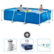 Parasole ogrodowe - Basen Intex z prostokątną ramą - 300 x 200 x 75 cm - niebieski - zawiera pompę filtrującą do basenu - żagiel przeciwsłoneczny - zestaw do czyszczenia - miniaturka - grafika 1