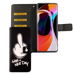 Etui na telefon komórkowy Xiaomi Mi 10 Etui ochronne z klapką i miejscem na kartę, kolor: Have A Nice Day Black - Etui i futerały do telefonów - miniaturka - grafika 1