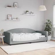 Łóżka - Sofa z funkcją spania, jasnoszara, 100x200 cm, obita tkaniną Lumarko! - miniaturka - grafika 1