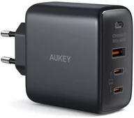 Ładowarki do telefonów - Aukey Ładowarka sieciowa Omnia II GaN 65W, 2x USB-C, 1x USB-A, QC, PD, czarna - miniaturka - grafika 1