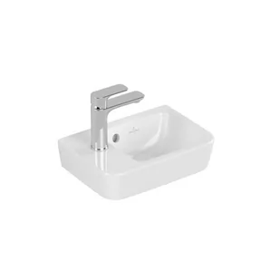 Villeroy & Boch O.novo Umywalka wisząca mała 36x25 cm z otworem na baterię po lewej stronie z przelewem z powłoką CeramicPlus i AntiBac weiss alpin 434236T2 - Umywalki - miniaturka - grafika 1