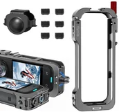 Akcesoria do kamer sportowych - ALUMINIOWA OBUDOWA RAMA KLATKA OCHRONNA MECHANIZM BLOKADY DO INSTA360 X5 + OSŁONA OBIEKTYWU - miniaturka - grafika 1