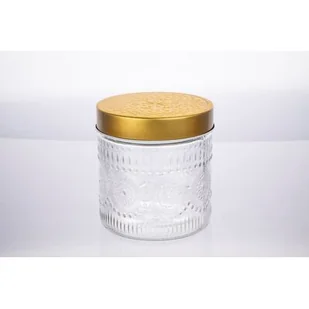 Pojemnik szklany okrągły z dekorem DAISY 11,4 x 11,4 x 16,8 cm - Pojemniki kuchenne - miniaturka - grafika 1