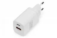 Ładowarki do telefonów - Digitus Ładowarka sieciowa zasilacz 1x USB-A 12W 1x USB-C 18W PD 3.0 max. 30W Biała - miniaturka - grafika 1