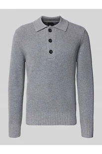 Sweter z dzianiny z wykładanym kołnierzem i listwą guzikową - Bugatti - Swetry męskie - miniaturka - grafika 1