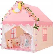 NAMIOT DOMEK DLA DZIECI ZAMEK PAŁAC DO POKOJU OGRODU DOMU + LAMPKI LED RÓŻ