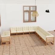 Meble ogrodowe - vidaXL Lumarko 11-cz. zestaw wypoczynkowy do ogrodu z poduszkami, miodowy brąz  3076987 - miniaturka - grafika 1