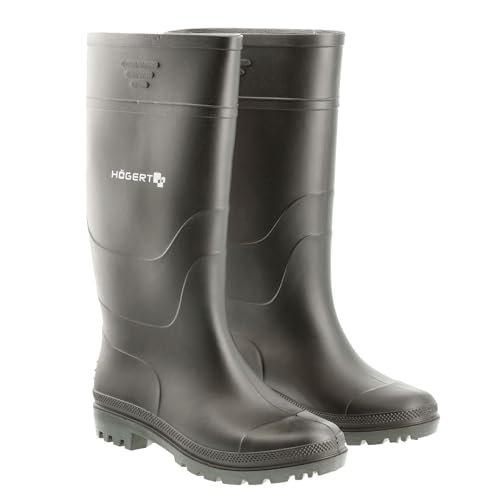 Högert Technik – Gumowe buty robocze PCW czarne OB buty ochronne, antypoślizgowe buty robocze, wodoodporne buty robocze bez metalowych części, dla przemysłu i rzemiosła, czarny, 42 EU