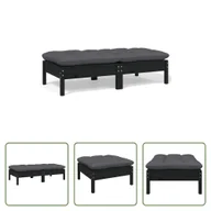 Sofy ogrodowe - Sofa ogrodowa Living Store 2-osobowa z poduszkami z czarnego litego drewna sosnowego - miniaturka - grafika 1