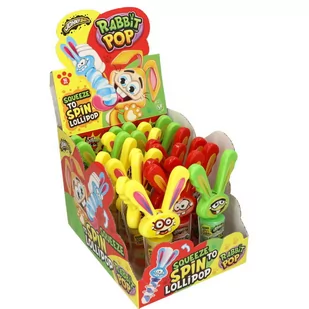 JOHNY BEE LIZAK KRĘCONY RABBIT POP 16x23g - Gumy do żucia, lizaki, dropsy - miniaturka - grafika 1