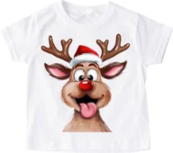 Koszulki dla dziewczynek - Koszulka dla dziecka RENIFEREM - wzór renifer30 - miniaturka - grafika 1