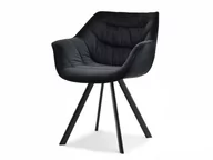 Krzesła - CZARNE KRZESŁO DO JADALNI NADIA Z WELUROWEJ TKANINY - miniaturka - grafika 1