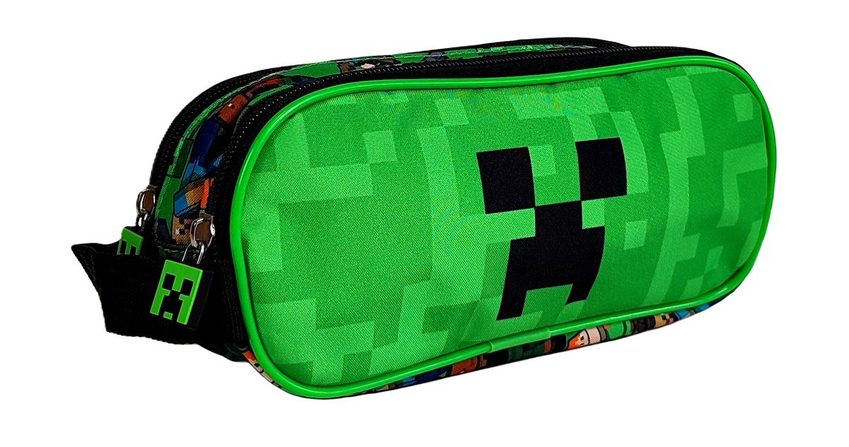 Dwukomorowy piórnik Minecraft Face 22 x 9 x 8 cm.