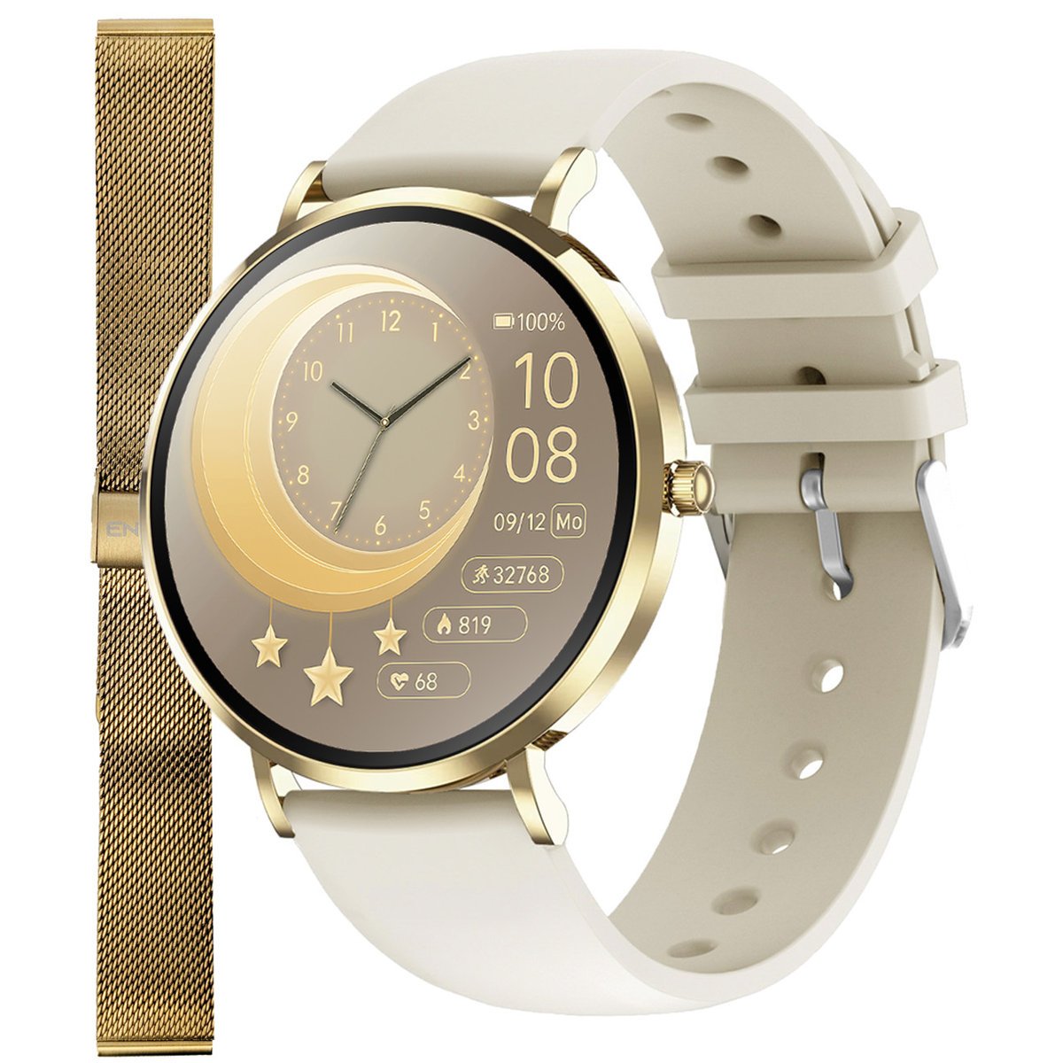 SMARTWATCH DAMSKI ENTER AURA NOWOCZESNY WIELOFUNKCYJNY PASEK + BRANSOLETA