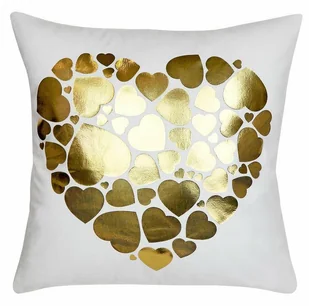 Poszewka dekoracyjna 40x40 Gold love hearts biała złota serca serce welurowa Domarex - Poszewki na poduszki - miniaturka - grafika 1
