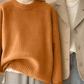 Swetry damskie - TEMU Uniwersalny Sweter z Okrągłym Dekoltem, Luźna Casualowa Bluzka Damska, Wielokolorowa Odzież Świąteczna dla Kobiet - miniaturka - grafika 1
