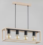 Lampy sufitowe - Alfa Pako 63143 lampa wisząca zwis 4x60W E27 drewno/czarna - miniaturka - grafika 1