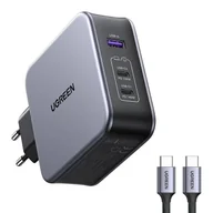Ładowarki do telefonów - Ładowarka sieciowa Ugreen Nexode 140W C289, GaN, 2x USB-C, USB (czarna) + kabel USB-C 2m - miniaturka - grafika 1