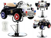 Fotele fryzjerskie - Fotel fryzjerski dziecięcy samochodzik hydrauliczny do salonu policja - miniaturka - grafika 1