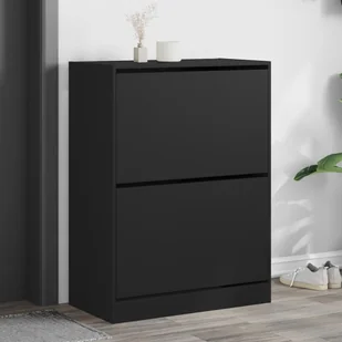 Szafka na buty z 2 klapami czarna 80x42x108 cm - Szafki na buty - miniaturka - grafika 1