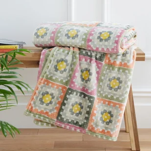 Koc z mikropluszu 130x170 cm Crochet Print Cosy – Catherine Lansfield - Koce - miniaturka - grafika 1