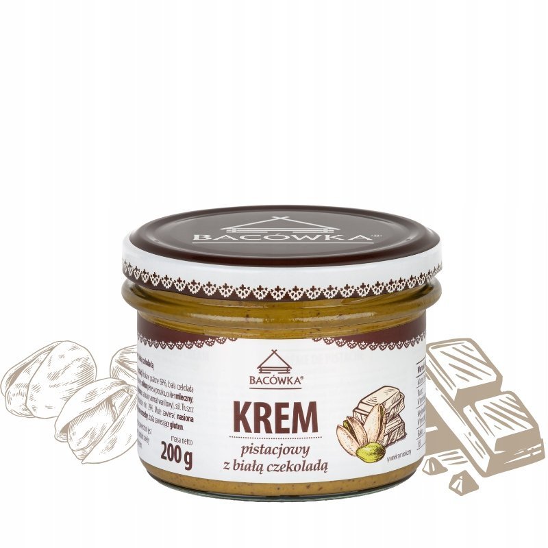 Krem Pistacjowy z białą czekoladą 200g Bacówka
