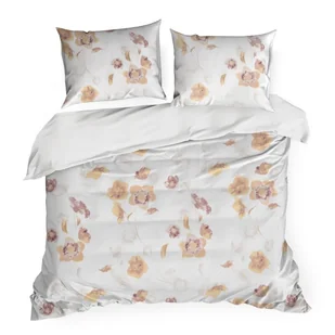Pościel z mikrowłókna 160x200 Iga biała pomarańczowa kwiaty - Pościel Pościel z mikrowłókna 160x200 Iga biała pomarańczowa kwiaty - Pościel - miniaturka - grafika 1