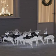 Ozdoby bożonarodzeniowe - vidaXL LED Renifery 6 pcs Srebrny 45 x 19 x 65 cm tkanina - miniaturka - grafika 1