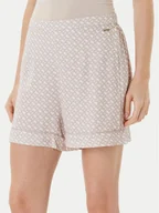 Piżamy damskie - BOSS Szorty piżamowe Sateen 50545612 Beżowy Regular Fit - miniaturka - grafika 1