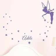 Naklejki na ścianę - Spersonalizowane naklejki z imieniem | tatuaż ścienny wróżka | pokój dziecięcy | 2 arkusze o wymiarach 45 x 25 cm i 60 x 25 cm | lawenda - miniaturka - grafika 1