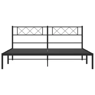 Metalowa rama łóżka z wezgłowiem, czarna, 193x203 cm Lumarko! - Inne meble do sypialni - miniaturka - grafika 2