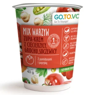 Zupa-krem z ciecierzycy, grochu, soczewicy z dodatkiem pomidorów i papryki MIX WARZYW Go.to.vo, 45g - Warzywa w marynacie - miniaturka - grafika 1