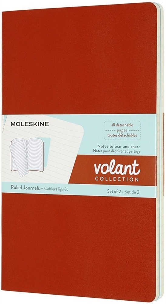 Moleskine Zestaw 2 zeszytów MOLESKINE Volant, L, 13x21cm, w linie, 96 stron, coral orange/aquamarine