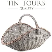 Akcesoria kominkowe - SZARY WIKLINOWY KOSZ KOMINKOWY 60x37x24/37 cm - miniaturka - grafika 1