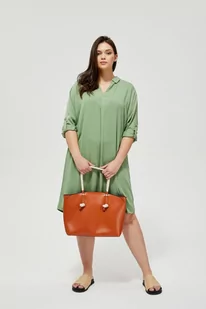 Koszulowa sukienka damska w oliwkowym kolorze - Sukienki - miniaturka - grafika 4
