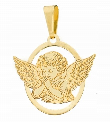 Złoty wisiorek Modlący się Aniołek pr. 585 Komunia Chrzest