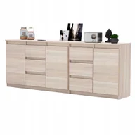 Komoda Dąb Sonoma 200 cm Duza Komoda 6 szuflad 3 drzwi Zestaw Meblowy
