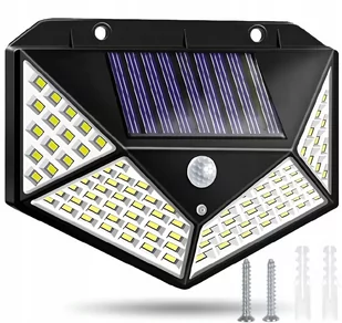LAMPA SOLARNA ULICZNA CZUJNIK RUCHU ZMIERZCHU 100LED MOCNA OGRODOWA 100W - Lampy ogrodowe - miniaturka - grafika 1