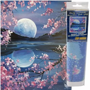 Norimpex Diamentowa mozaika Księżyc w kwiatach jabłoni 30x40cm 1006405 - Malowanie po numerach - miniaturka - grafika 1