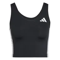 Koszulki i topy damskie - adidas Kobiety Train Essentials 3-Stripes Cropped Tank Top, black/white, S - miniaturka - grafika 1