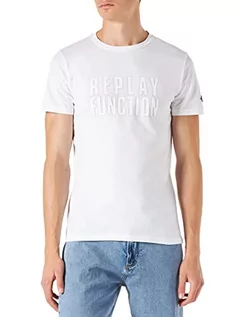 Koszulki męskie - Replay Męski T-shirt M6287, 001 biały, XXL - grafika 1