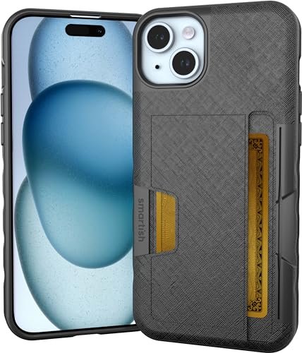 Smartish Etui portfelowe na iPhone'a 15 Plus – portfel Slayer Vol. 2 [smukłe + ochronne] etui na karty kredytowe z podpórką - czarny krawat