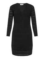 Sukienki - VILA EVOKED BY VILA Damska sukienka VICHIKKA dekolt w serek L/S sukienka/CUR-NOOS z koronki, czarna, 44 - miniaturka - grafika 1