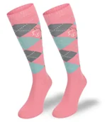 Skarpetki damskie - Podkolanówki jeździeckie SPDJC, różowe romby, S, 35-38 - miniaturka - grafika 1