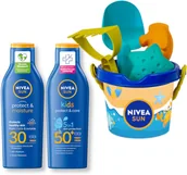 Balsamy i kremy do opalania - NIVEA SUN Balsam do opalania 200ml + Ochronny dla dzieci 200ml + Zabawki - miniaturka - grafika 1